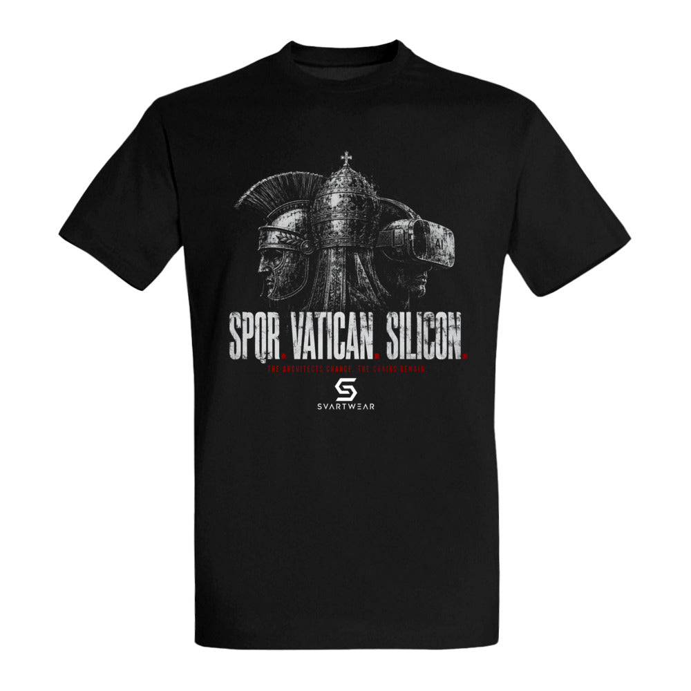 SPQR. VATICAN. SILICON. – Schwarzes Statement T-Shirt | SVARTWEAR