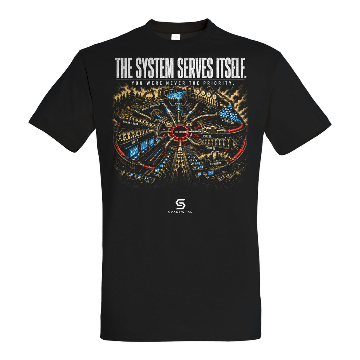 SVARTWEAR Beobachter Shirt „The System Serves Itself.“