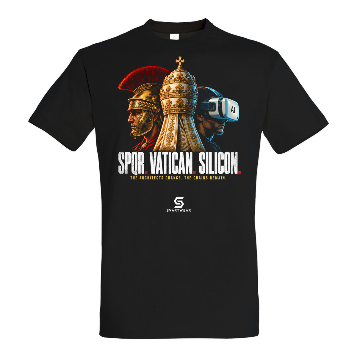 SPQR. VATICAN. SILICON. – Schwarzes Statement T-Shirt | SVARTWEAR