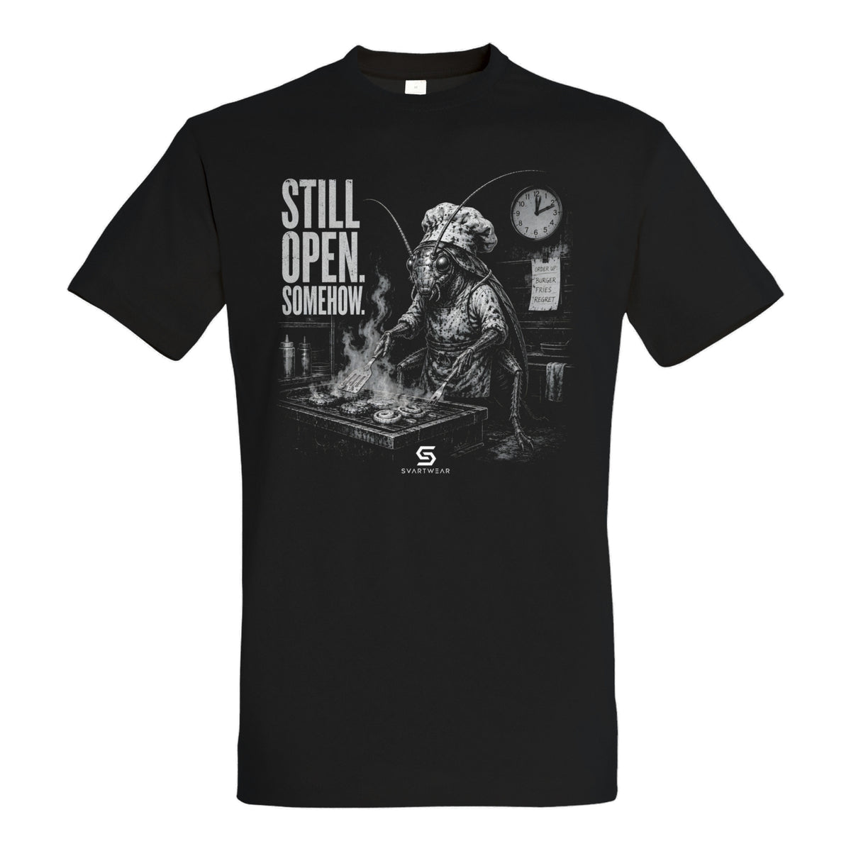 SVARTWEAR Statement Shirt „Still Open. Somehow.“