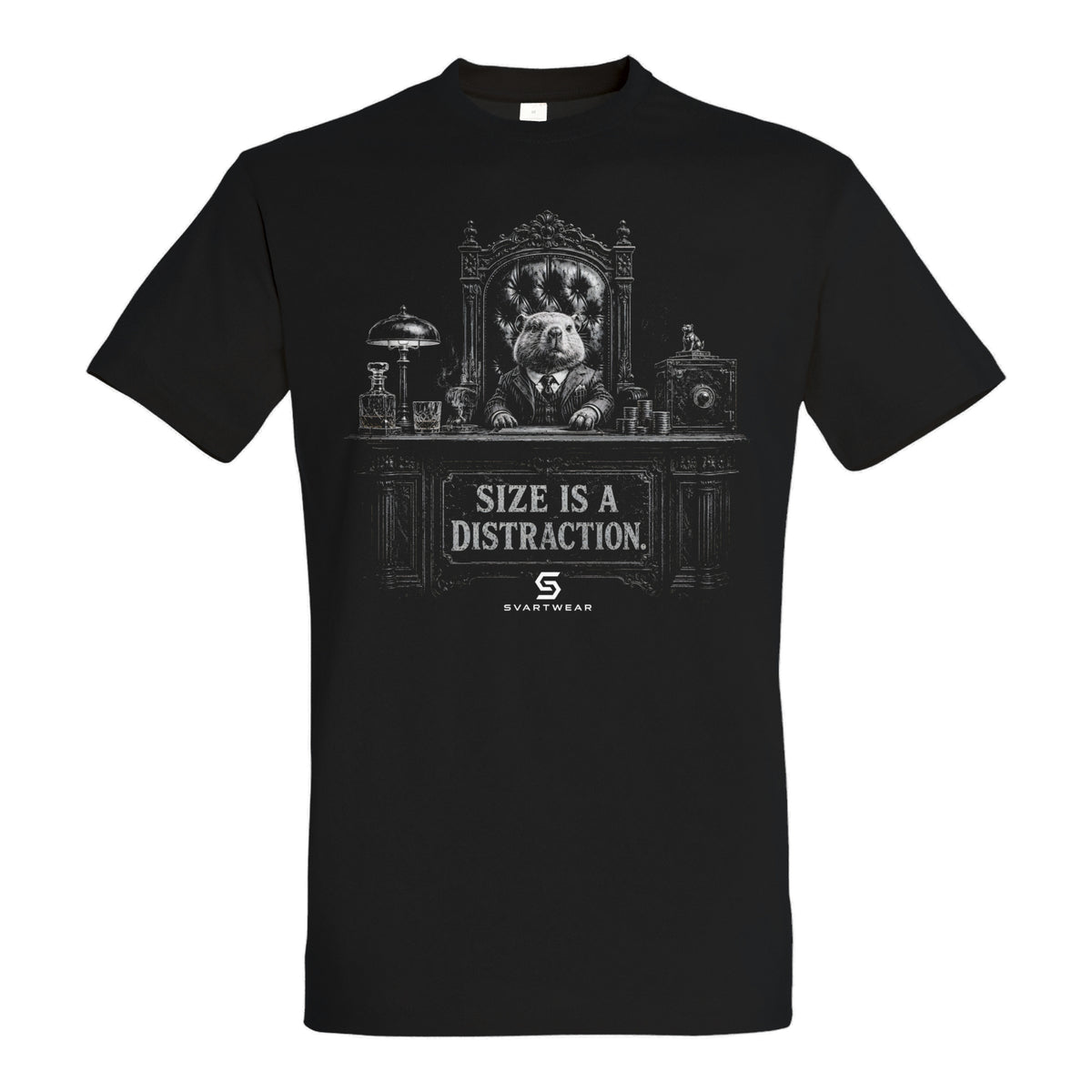 SVARTWEAR Dunkle Biester Shirt „Size Is a Distraction.“