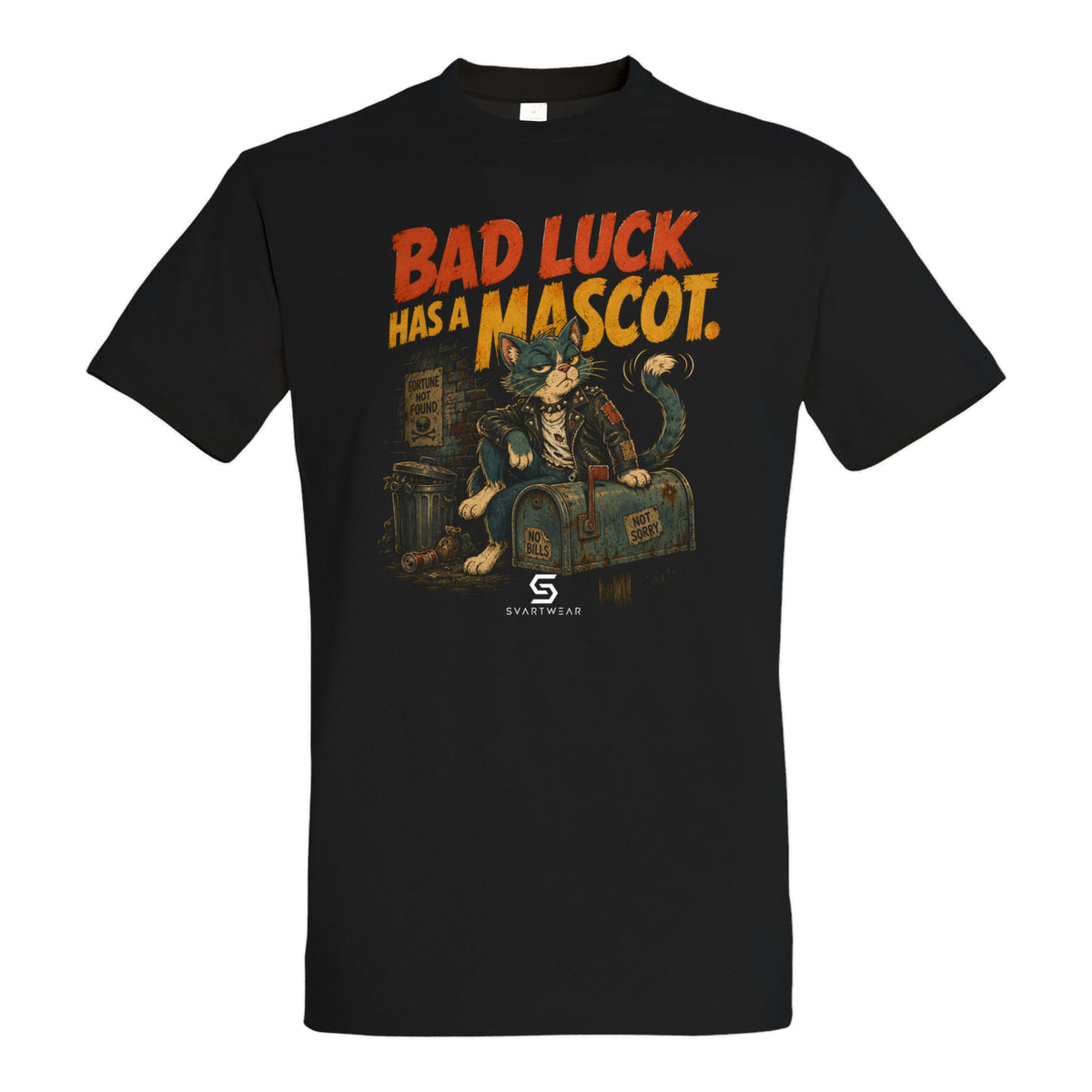 SVARTWEAR Bunte Biester Shirt „BAD LUCK HAS A MASCOT.“