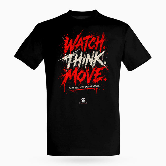 SVARTWEAR Raw Signal Shirt WATCH. THINK. MOVE. in Schwarz, Frontdruck