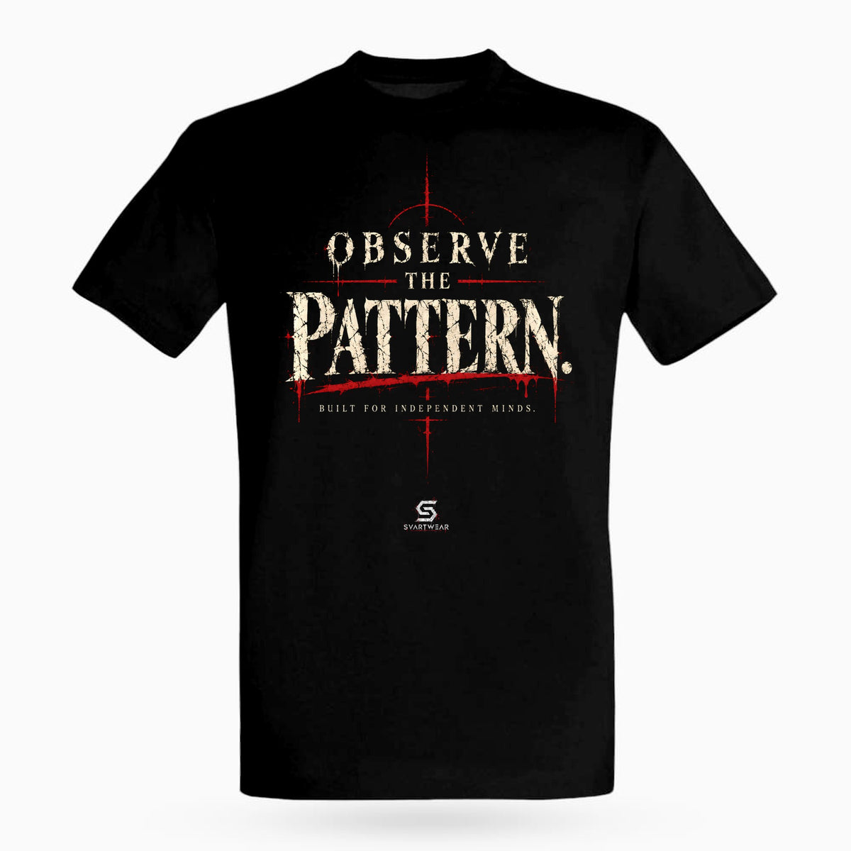 SVARTWEAR Raw Signal Shirt OBSERVE THE PATTERN. in Schwarz, Frontdruck