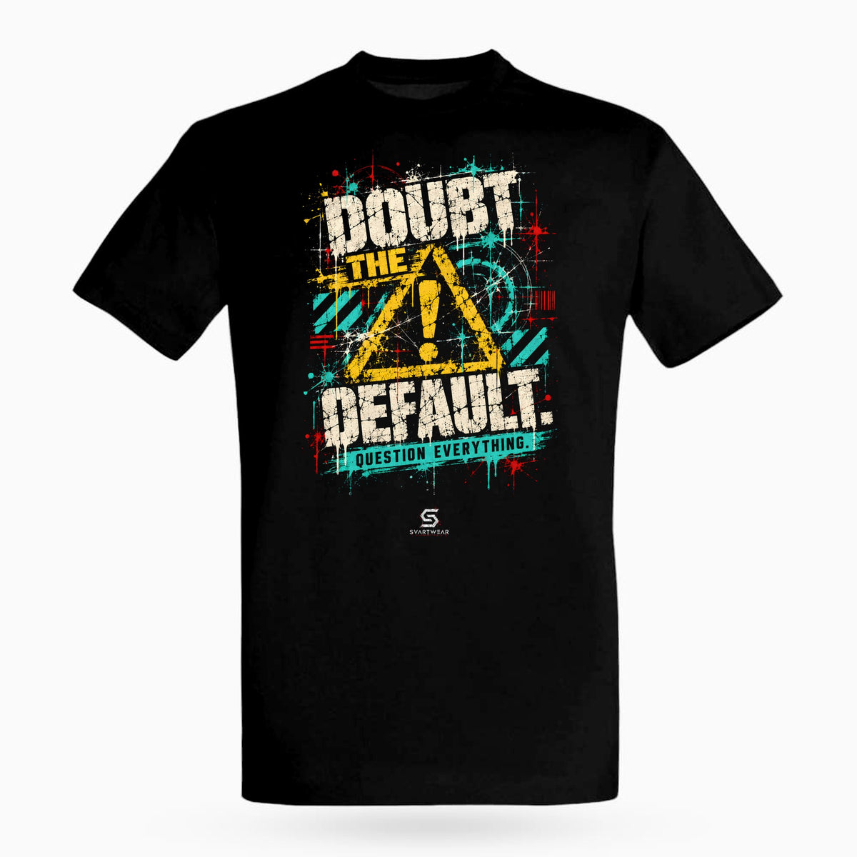 SVARTWEAR Raw Signal Shirt DOUBT THE DEFAULT. in Schwarz, Frontdruck