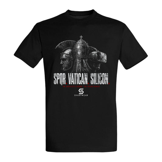 SPQR. VATICAN. SILICON. – Schwarzes Statement T-Shirt | SVARTWEAR