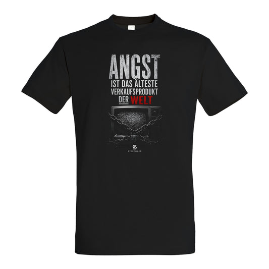 SVARTWEAR Statement Shirt „Angst ist das älteste Verkaufsprodukt der Welt.“