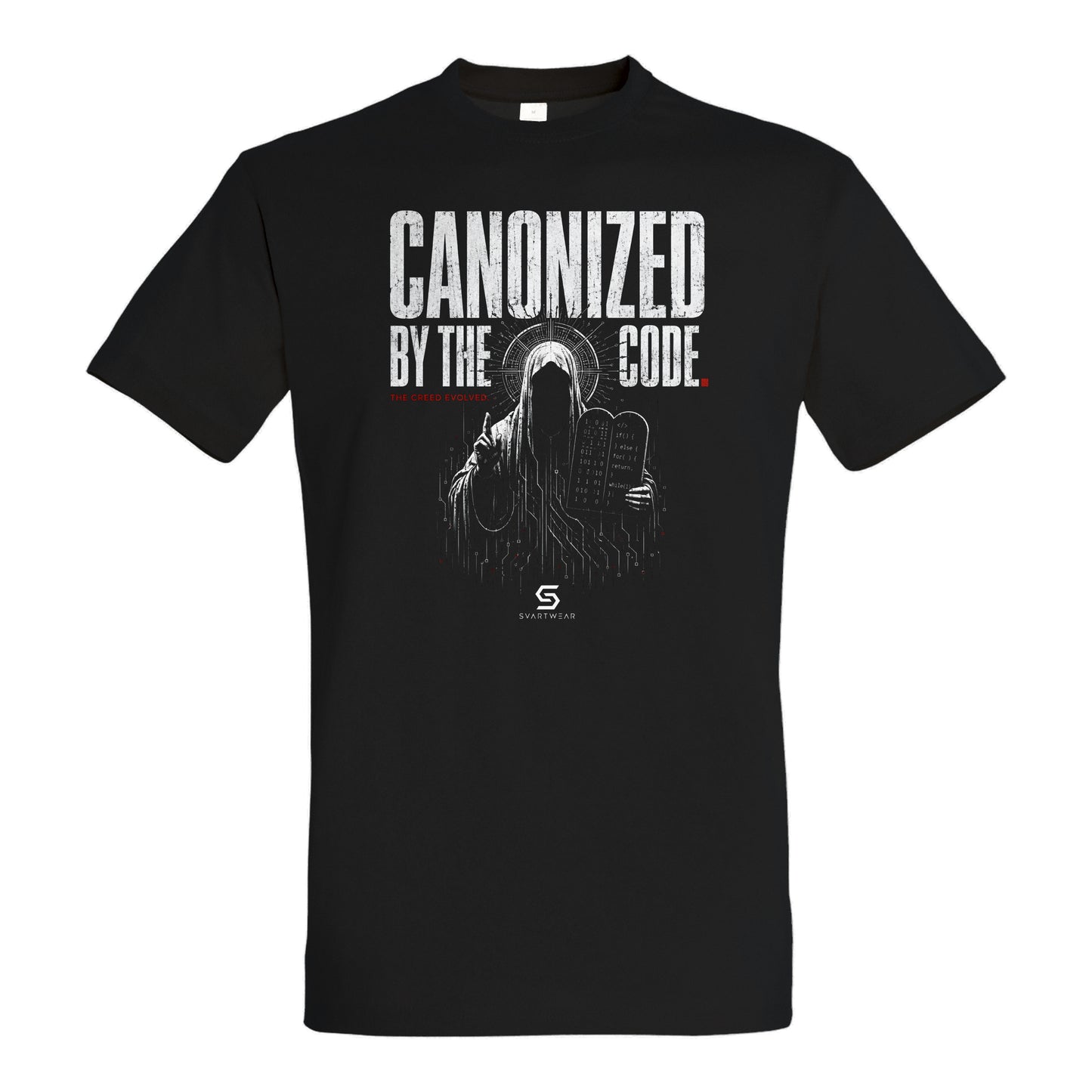 SVARTWEAR Statement Shirt „Canonized by the Code.“