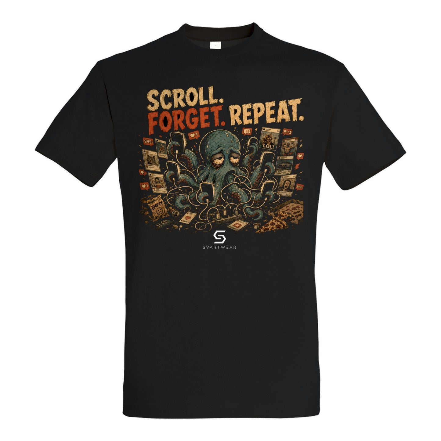 SVARTWEAR Bunte Biester Shirt „SCROLL. FORGET. REPEAT.“