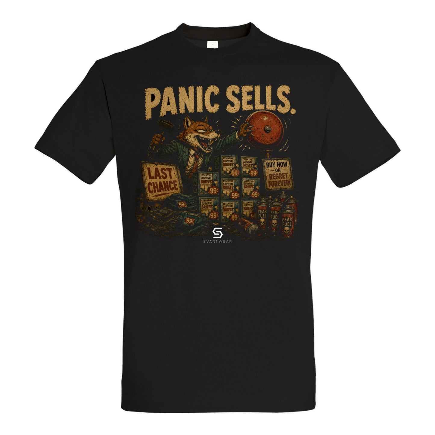 SVARTWEAR Bunte Biester Shirt „PANIC SELLS.“