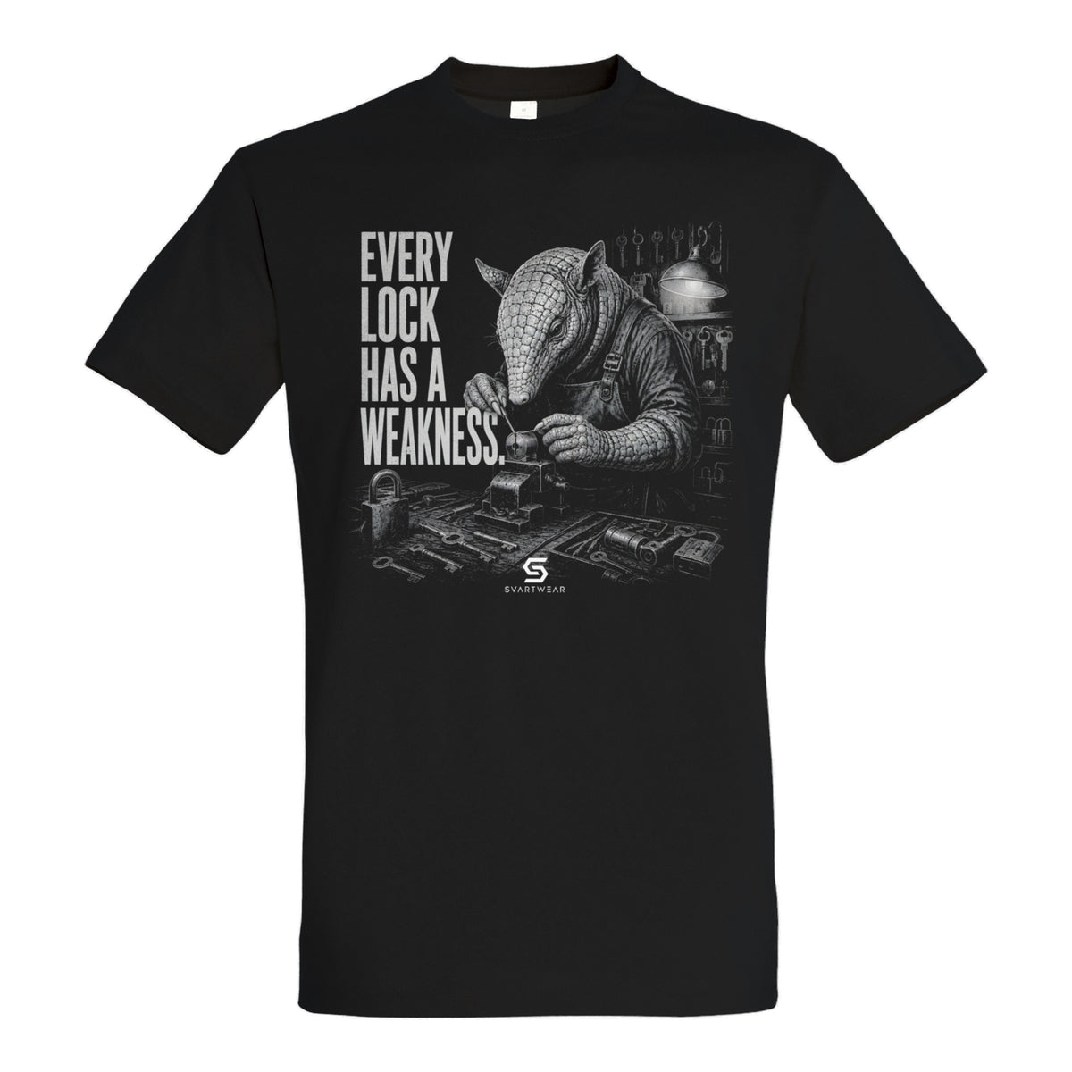 SVARTWEAR Dunkle Biester Shirt „Every Lock Has a Weakness.“