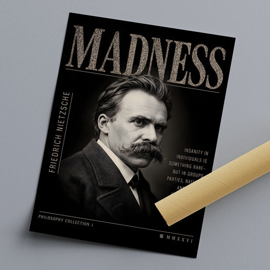 Poster Friedrich Nietzsche, Madness, gerollt, Ausschnitt mit Namenszug