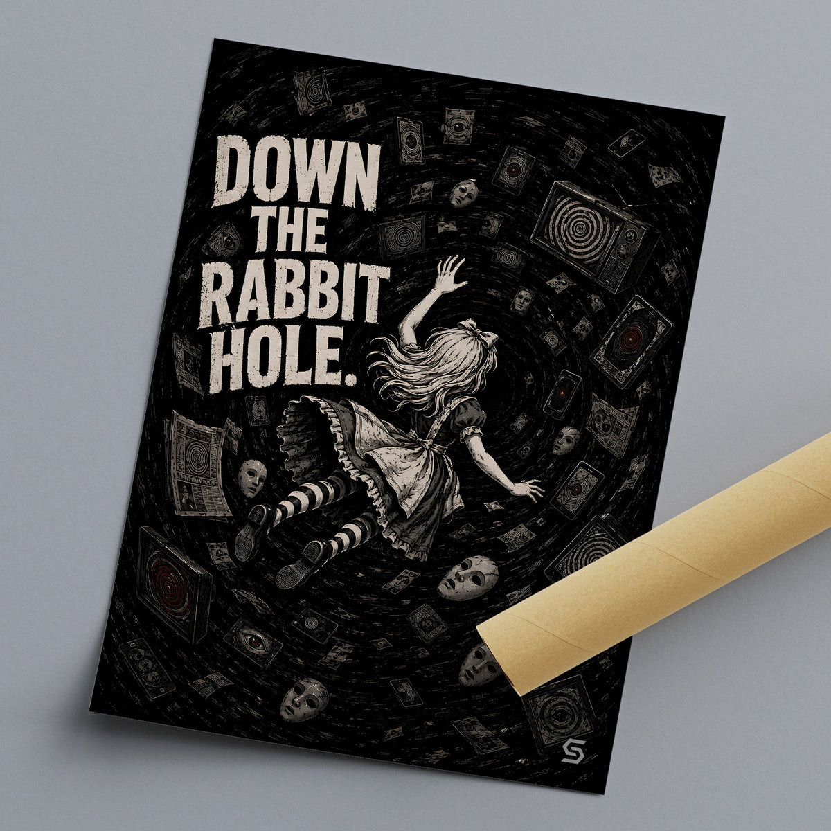 Down the Rabbit Hole Poster, gerollt