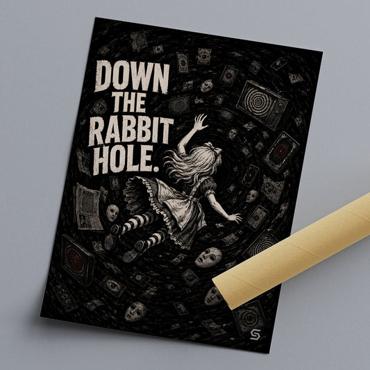 Down the Rabbit Hole Poster, gerollt