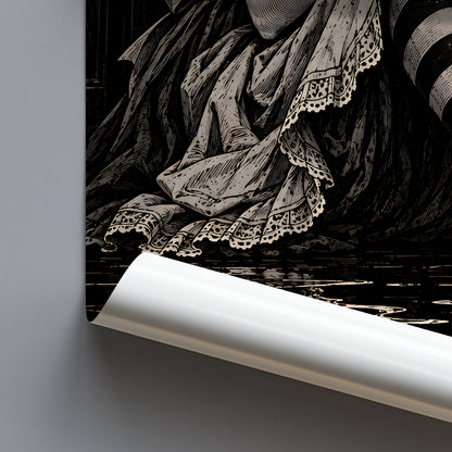 Kunstdruck Who In The World Am I? gerollt, Detail der Spitzenzeichnung