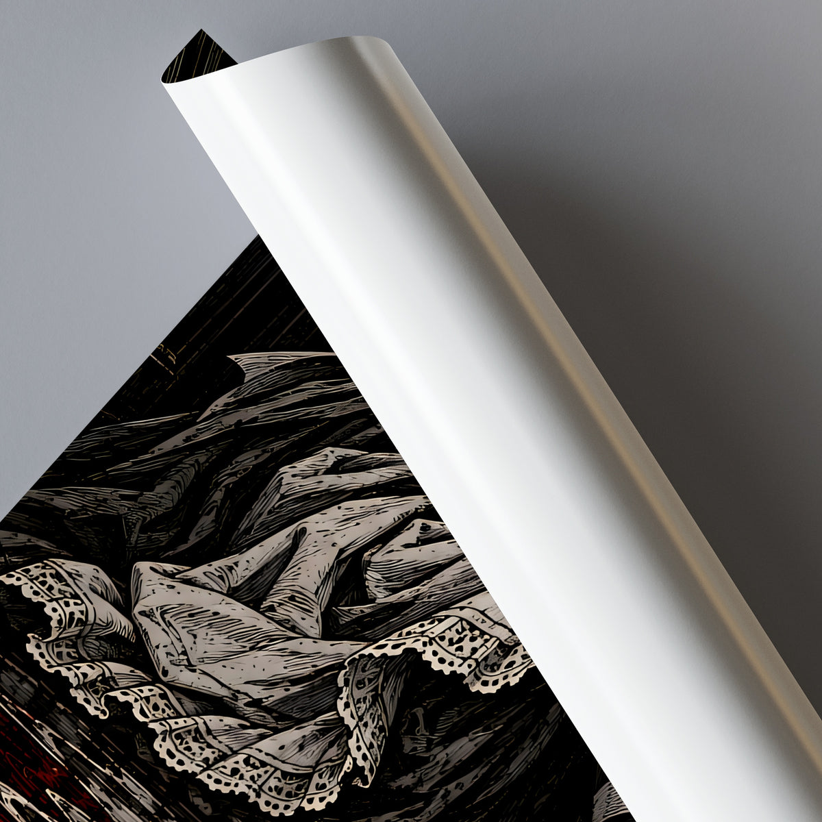 Kunstdruck Who In The World Am I? aufgerollt auf grauem Grund
