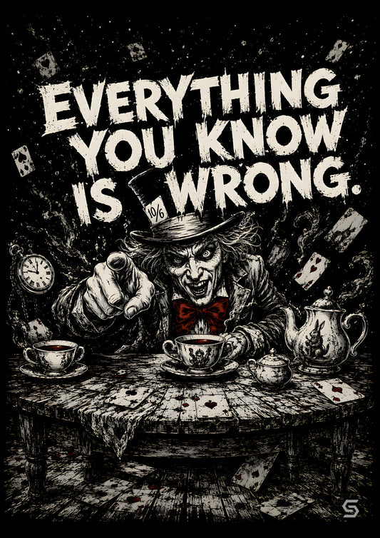 Alice Poster Everything You Know Is Wrong, der Hutmacher zeigt mit dem Finger auf dich