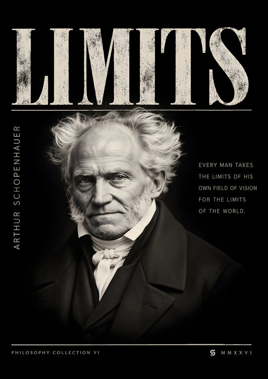 Poster Arthur Schopenhauer, Limits: fotorealistisches Porträt mit Zitat, Philosophy Collection VI