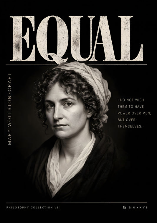 Poster Mary Wollstonecraft, Equal: fotorealistisches Porträt mit Zitat, Philosophy Collection VII