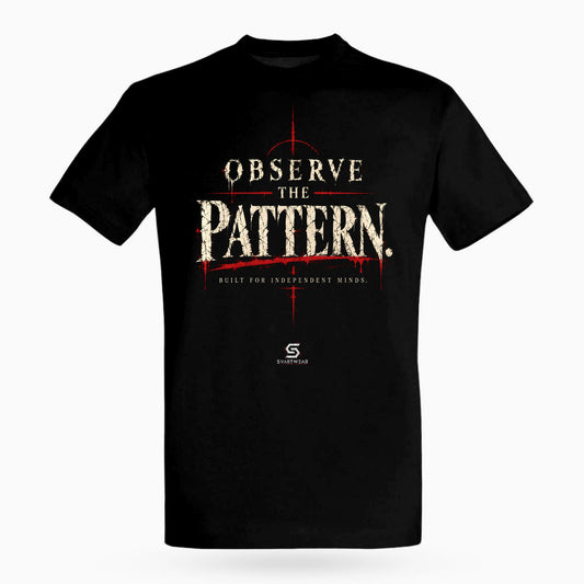 SVARTWEAR Raw Signal Shirt OBSERVE THE PATTERN. in Schwarz, Frontdruck