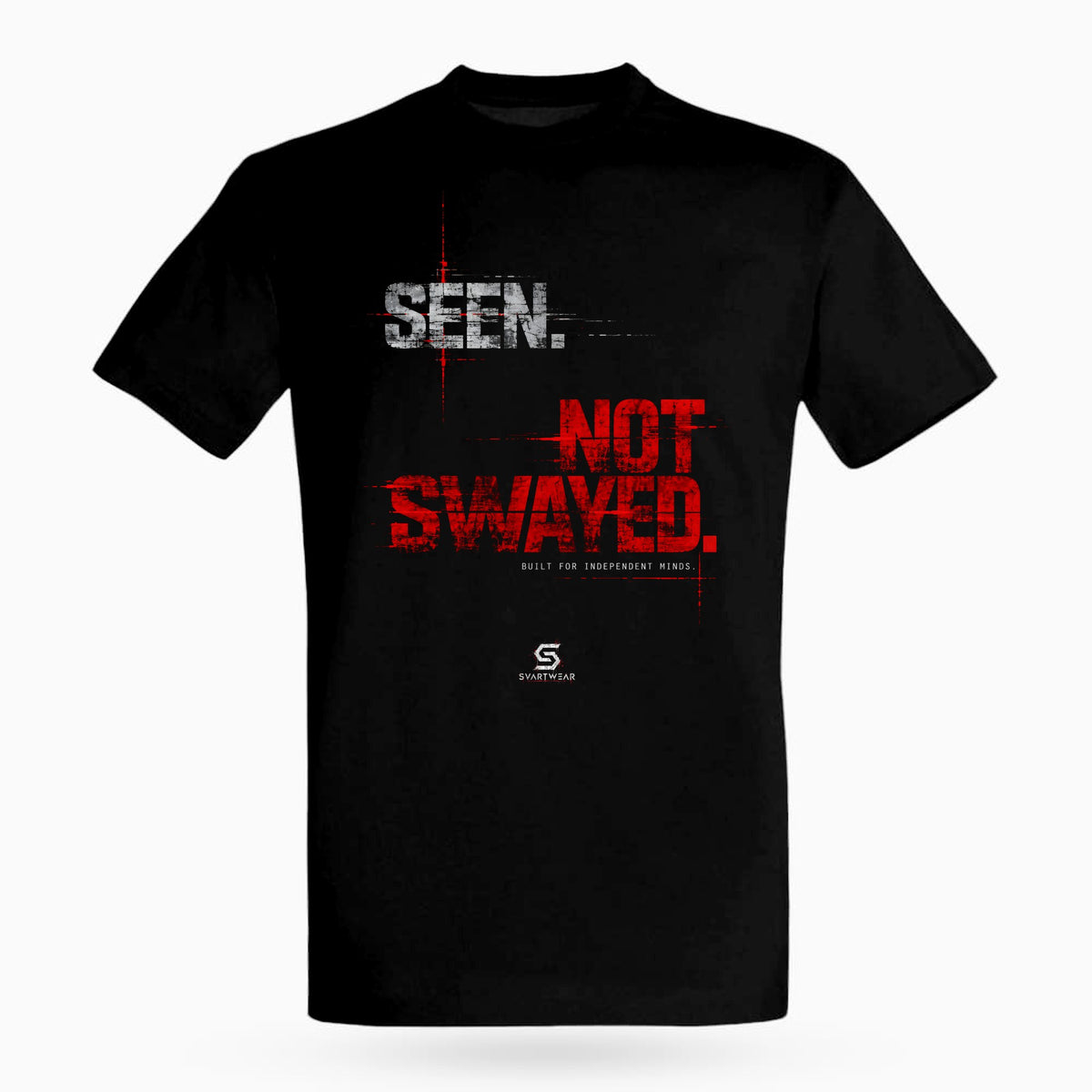 SVARTWEAR Raw Signal Shirt SEEN. NOT SWAYED. in Schwarz, Frontdruck