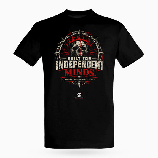 SVARTWEAR Raw Signal Shirt BUILT FOR INDEPENDENT MINDS. in Schwarz, Frontdruck
