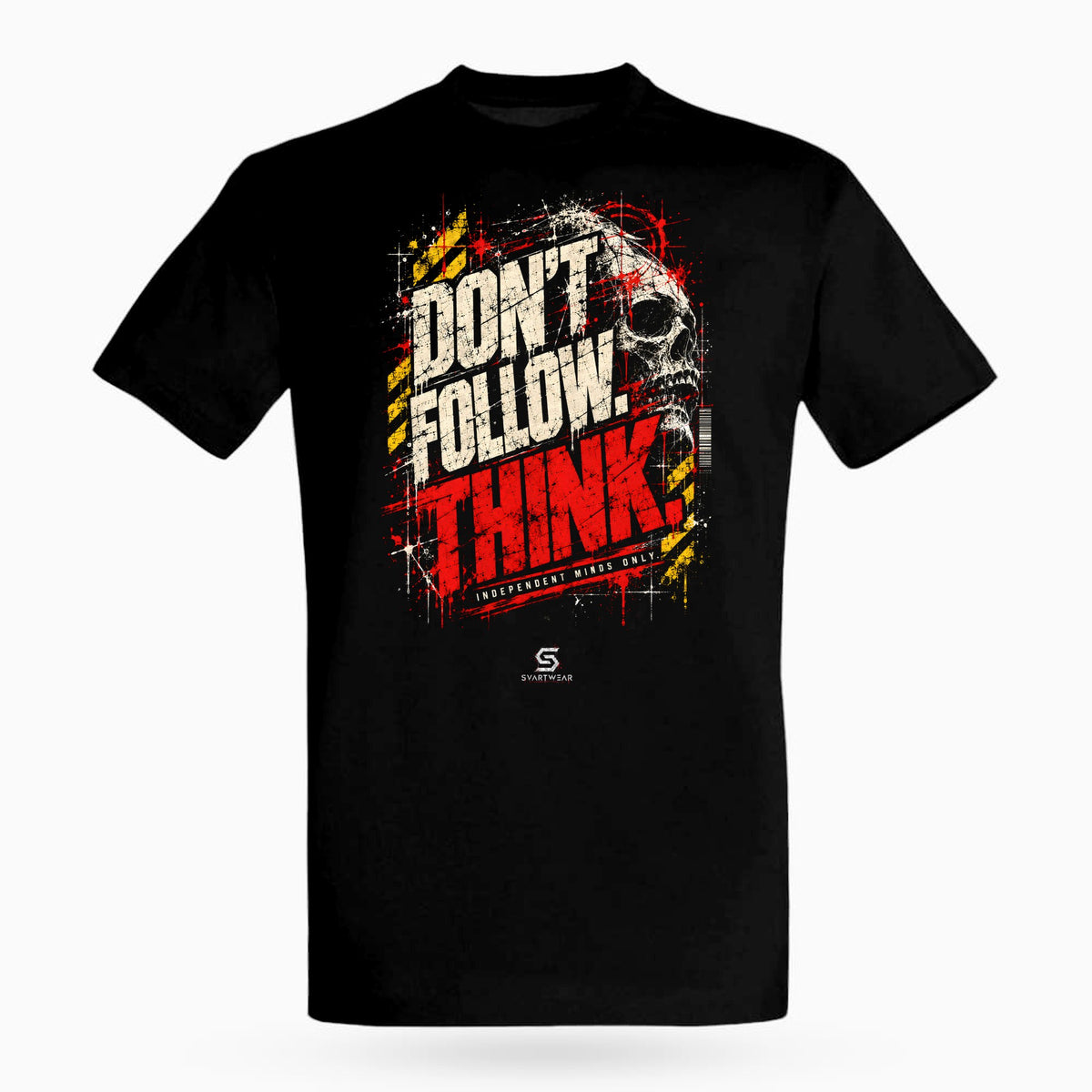 SVARTWEAR Raw Signal Shirt DON’T FOLLOW. THINK. in Schwarz, Frontdruck