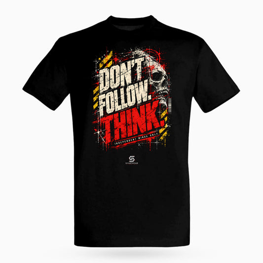 SVARTWEAR Raw Signal Shirt DON’T FOLLOW. THINK. in Schwarz, Frontdruck