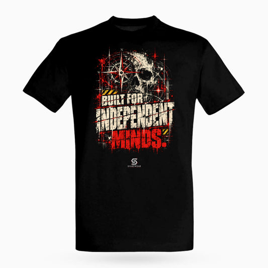 SVARTWEAR Raw Signal Shirt BUILT FOR INDEPENDENT MINDS. in Schwarz, Frontdruck