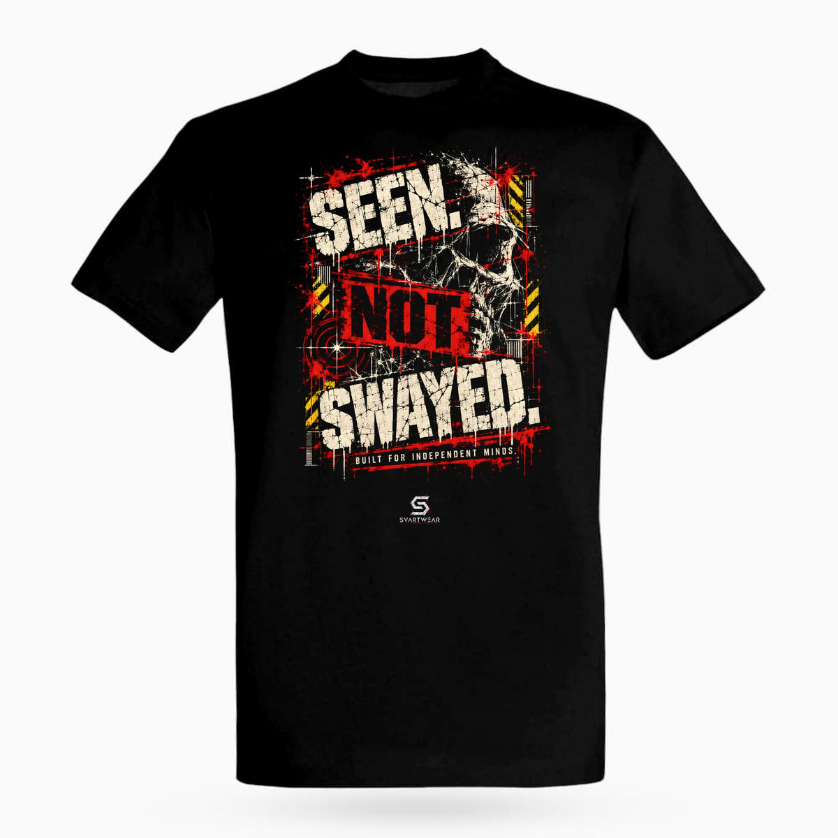 SVARTWEAR Raw Signal Shirt SEEN. NOT SWAYED. in Schwarz, Frontdruck