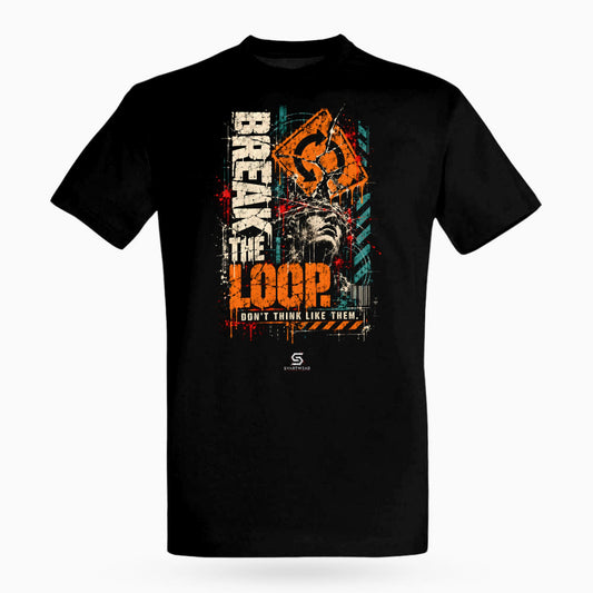 SVARTWEAR Raw Signal Shirt BREAK THE LOOP. in Schwarz, Frontdruck