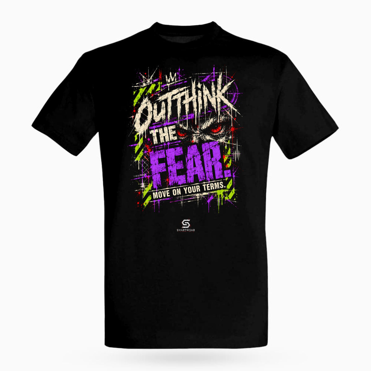 SVARTWEAR Raw Signal Shirt OUTTHINK THE FEAR. in Schwarz, Frontdruck